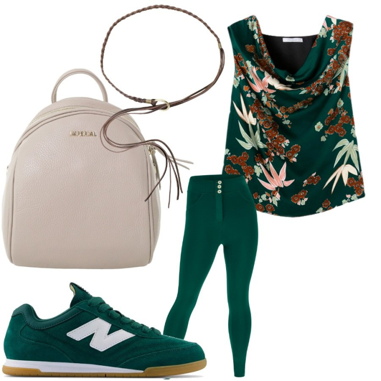 Outfit donna - Total look #2131002. Stile Trendy per Tutti i giorni. Abbinamento con sneakers, zaini, pantaloni skinny, cinture, top.