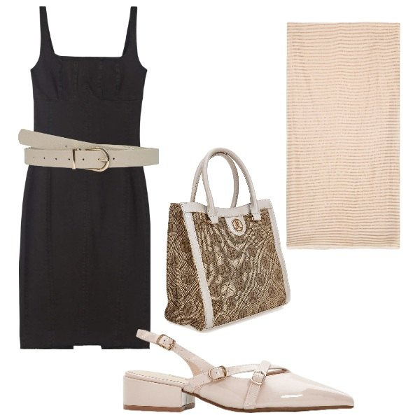 Outfit donna - il classico. Stile Casual chic per Ufficio. Abbinamento con décolleté, vestiti lunghi, cinture, borse a spalla, sciarpe.