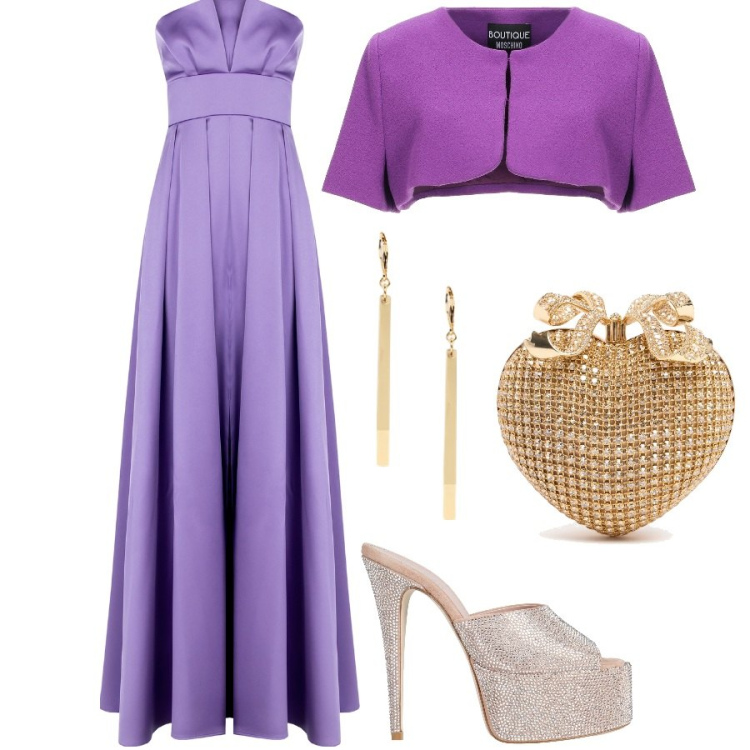 Outfit donna - SUl tappeto rosso. Stile Glamour per Cerimonia. Abbinamento con blazer, sandali in pelle, vestiti lunghi, orecchini, pochette.