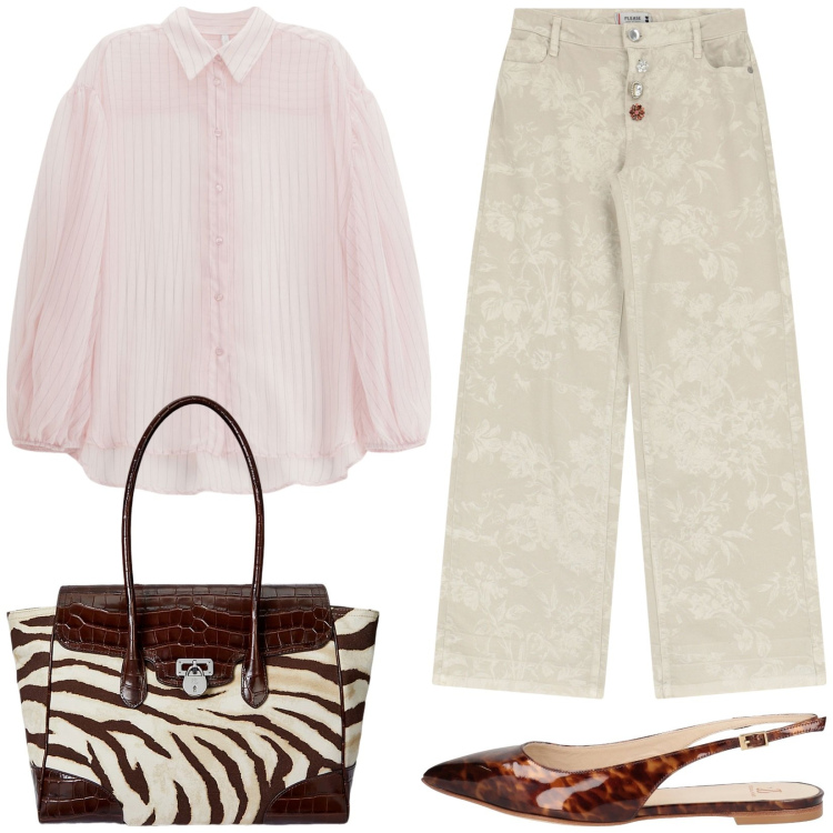 Outfit donna - Mix and match. Stile Casual chic per Tutti i giorni. Abbinamento con ballerine, pantaloni, camicie, borse a mano.
