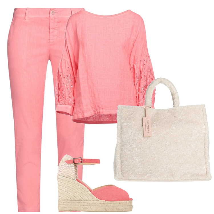Outfit mujer - Minimal #789. Estilo Minimal para Todos los días. Combinación con top, bolsos de mano, pantalones, espadrillas.