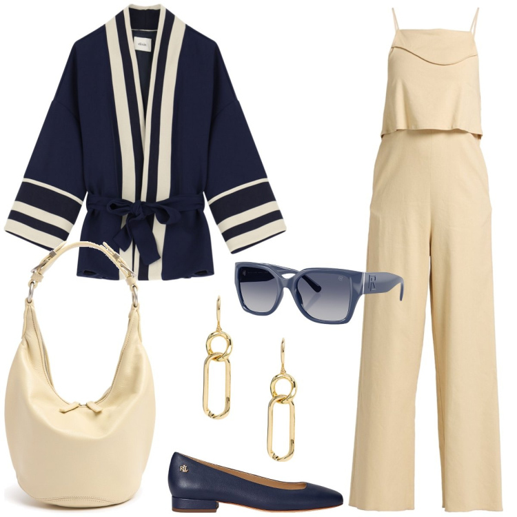 Outfit donna - Tempo libero. Stile Casual chic per Tutti i giorni. Abbinamento con tute, cappe, occhiali da sole, ballerine, orecchini, borse a spalla.