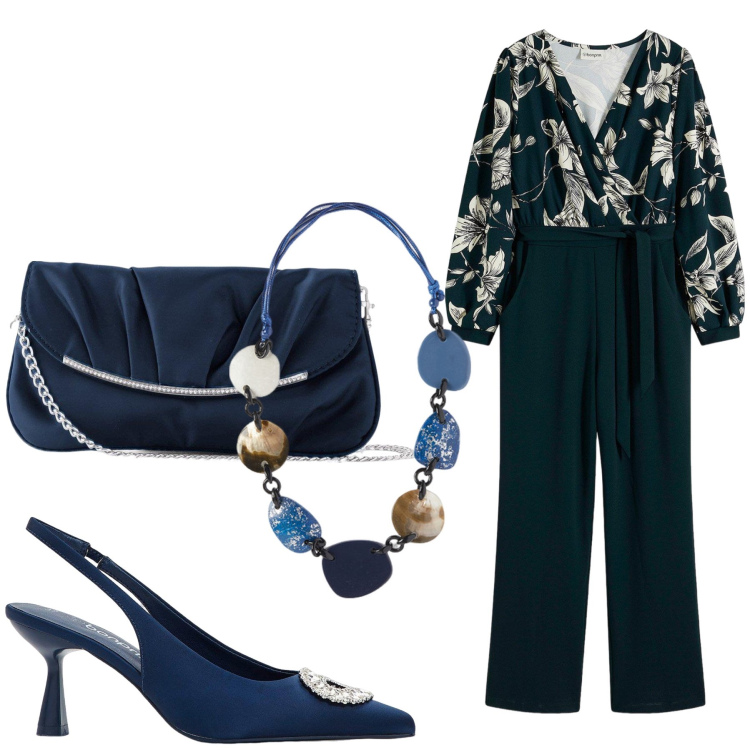 Outfit donna - Total look #2131944. Stile Glamour per Serata fuori. Abbinamento con pochette, tute, décolleté, collane.