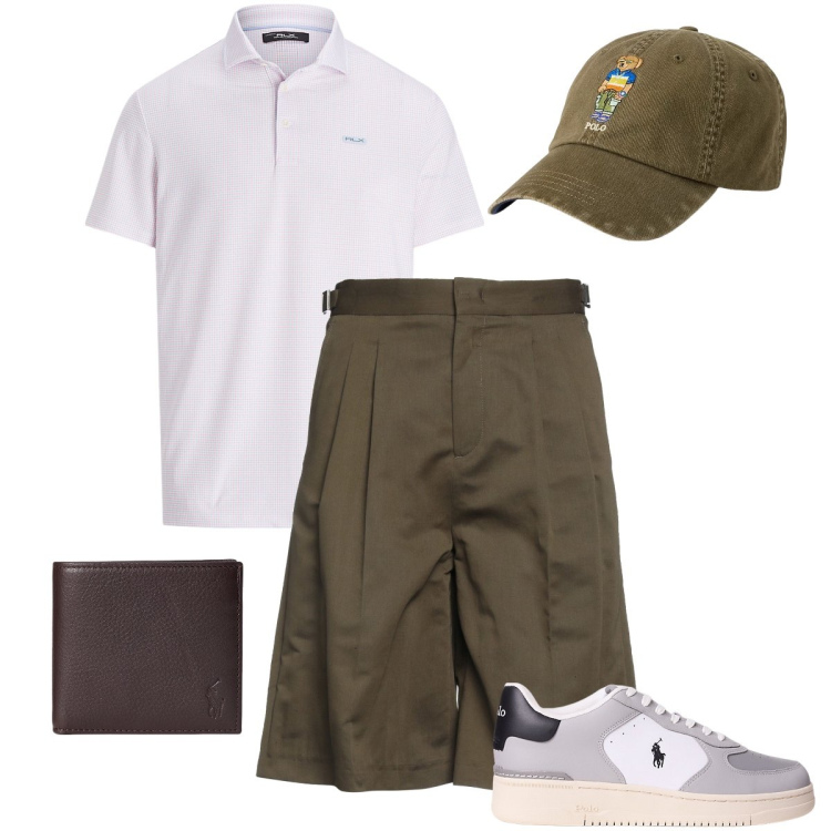 Outfit uomo - Le sneakers come la polo. Stile Business/Elegante per Tutti i giorni. Abbinamento con shorts, portafogli, polo, sneakers, cappelli.