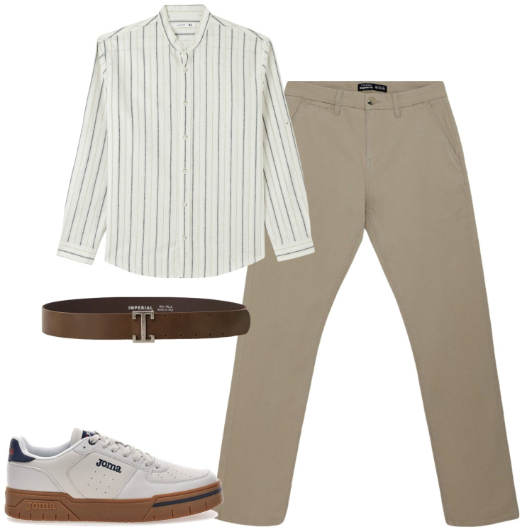 Outfit uomo - City. Stile Urban per Tutti i giorni. Abbinamento con camicie, pantaloni chino, cinture, sneakers.