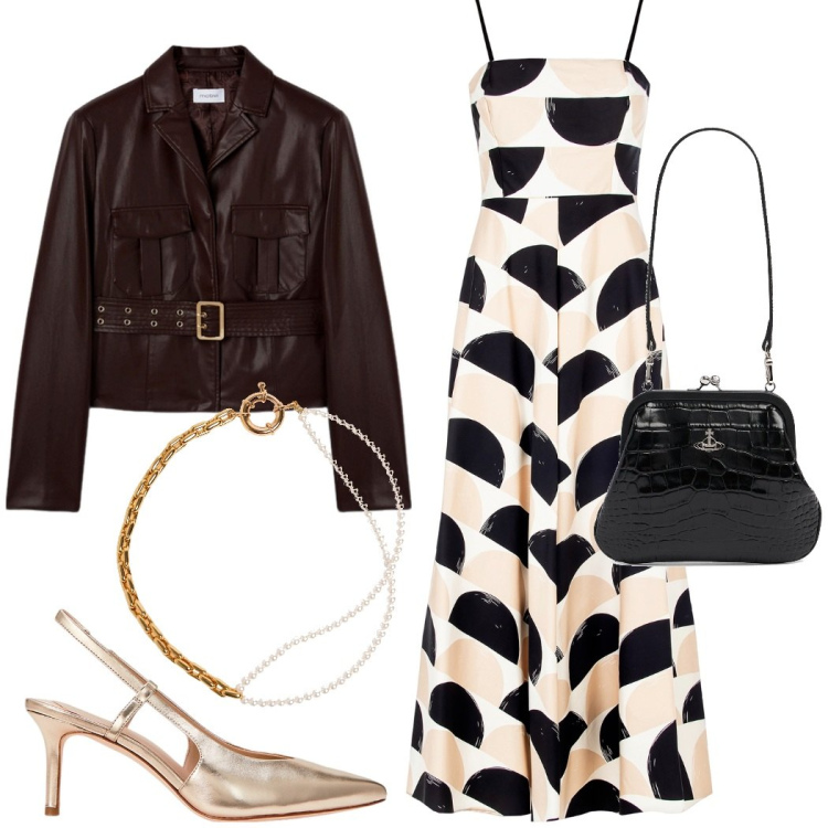 Outfit donna - Serata evento. Stile Glamour per Cerimonia. Abbinamento con vestiti midi/longuette, décolleté, collane, blazer, pochette.