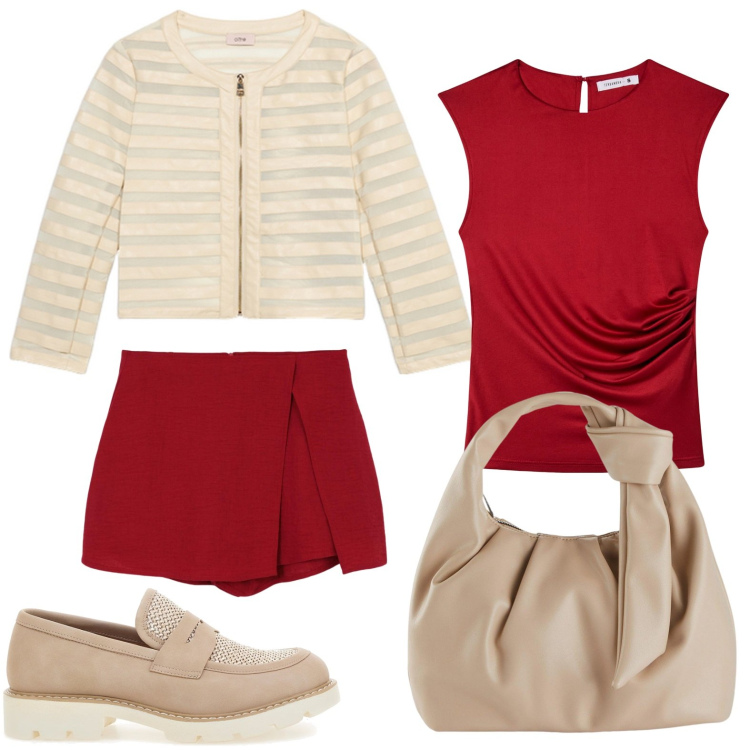 Outfit donna - La borsa di tendenza. Stile Glamour per Tutti i giorni. Abbinamento con borse a mano, gonne, t-shirt, mocassini, blazer.