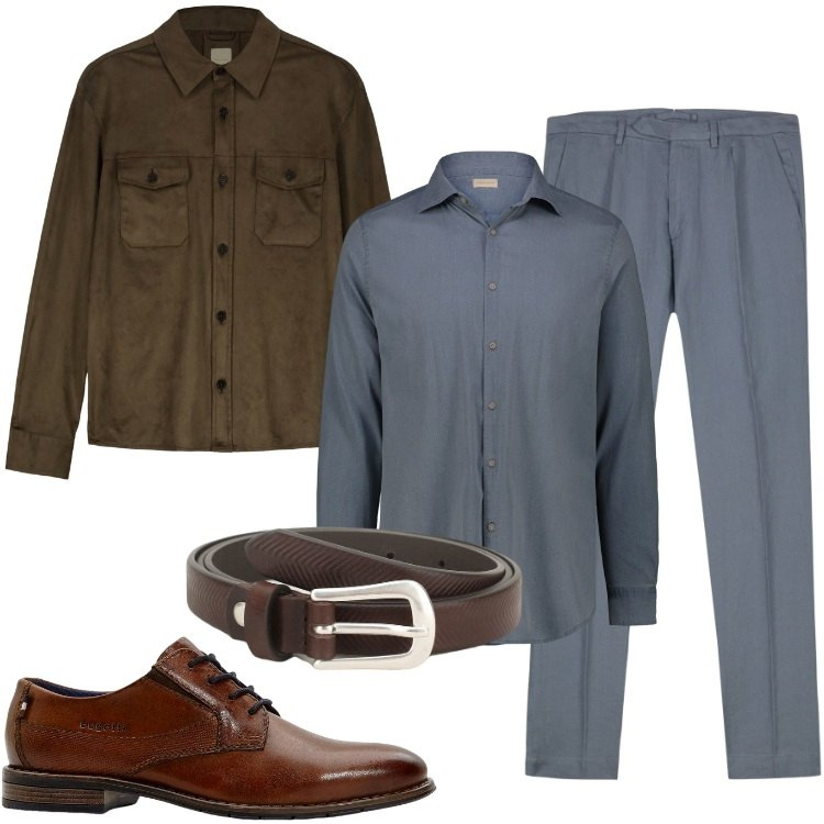 Outfit uomo - In ufficio con stile. Stile Business/Elegante per Ufficio. Abbinamento con scarpe stringate, cinture, pantaloni, giacche, camicie.
