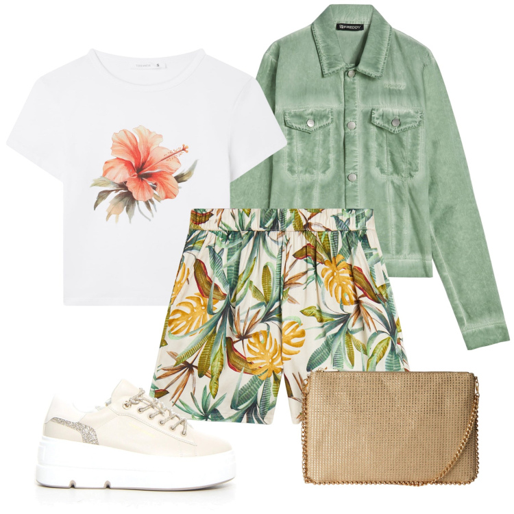 Outfit donna - Total look #2132617. Stile Chic per Tutti i giorni. Abbinamento con t-shirt, borse a tracolla, blazer, pantaloni, sneakers.