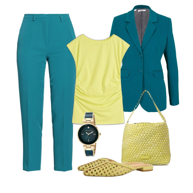 Outfit femme - Canard Anisé. Style Casual chic pour Bureau. Assortir avec t-shirts, pantalon cargo, pantalon , sacs à main, escarpins, montres.