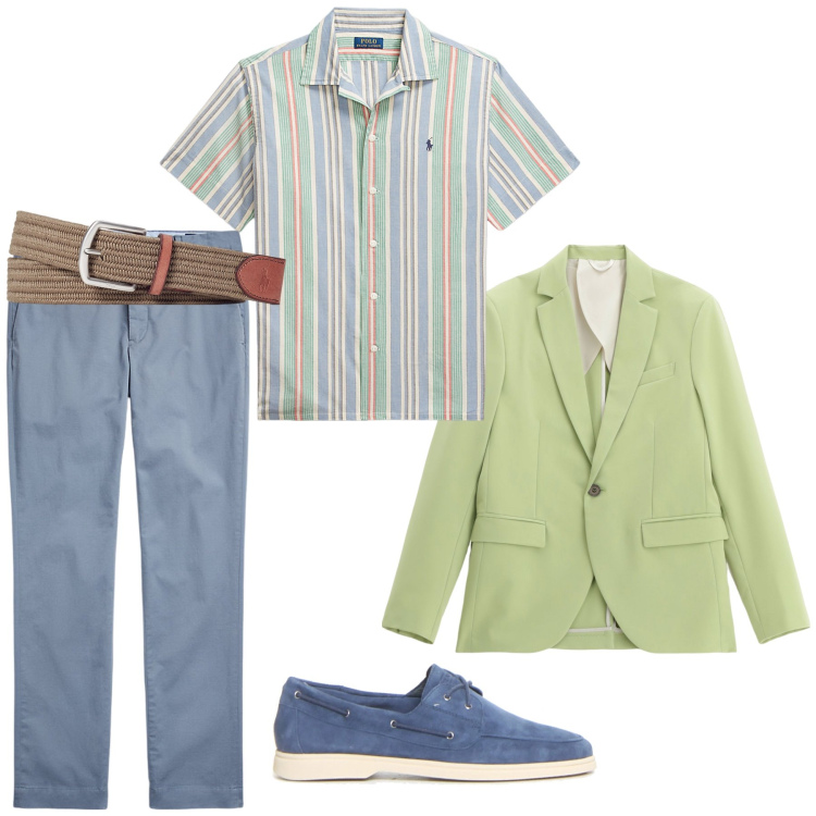 Outfit uomo - Giornata In ufficio. Stile Urban per Tutti i giorni. Abbinamento con giacche, cinture, pantaloni chino, camicie, scarpe stringate.