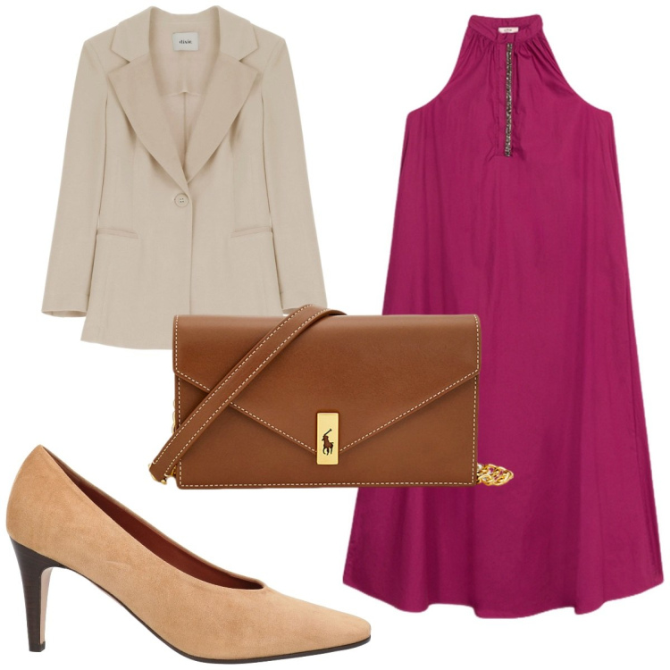 Outfit donna - Total look #2132779. Stile Trendy per Cerimonia. Abbinamento con décolleté, blazer, clutch, vestiti lunghi.