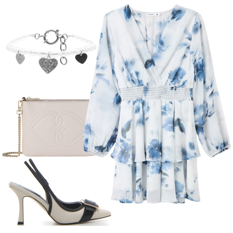 Outfit donna - Tanti cuori per la mamma. Stile Romantica per Serata fuori. Abbinamento con vestiti corti, braccialetti, pochette, décolleté.