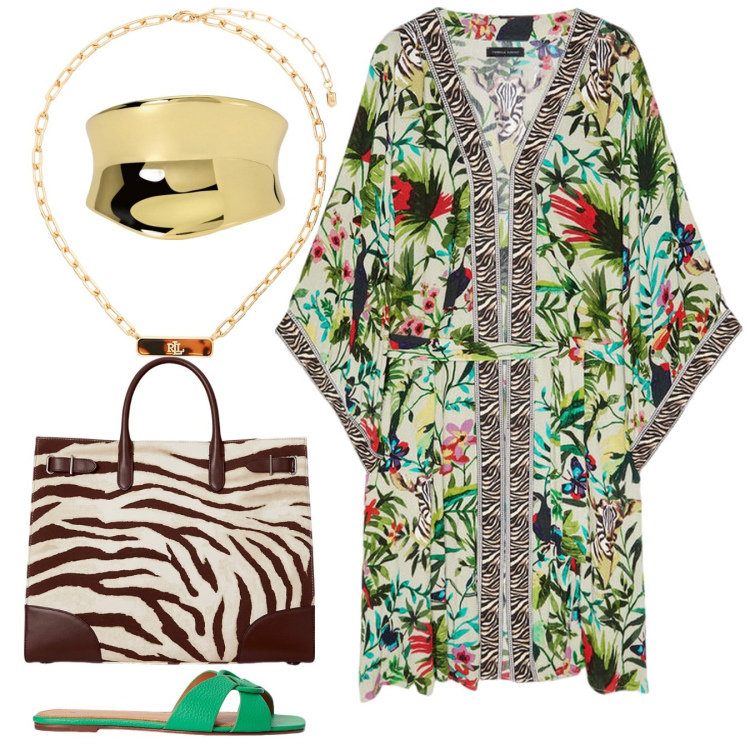 Outfit donna - Madre terra. Stile Etnico per Tutti i giorni. Abbinamento con anelli, borse tote, collane, ciabatte, caftani.