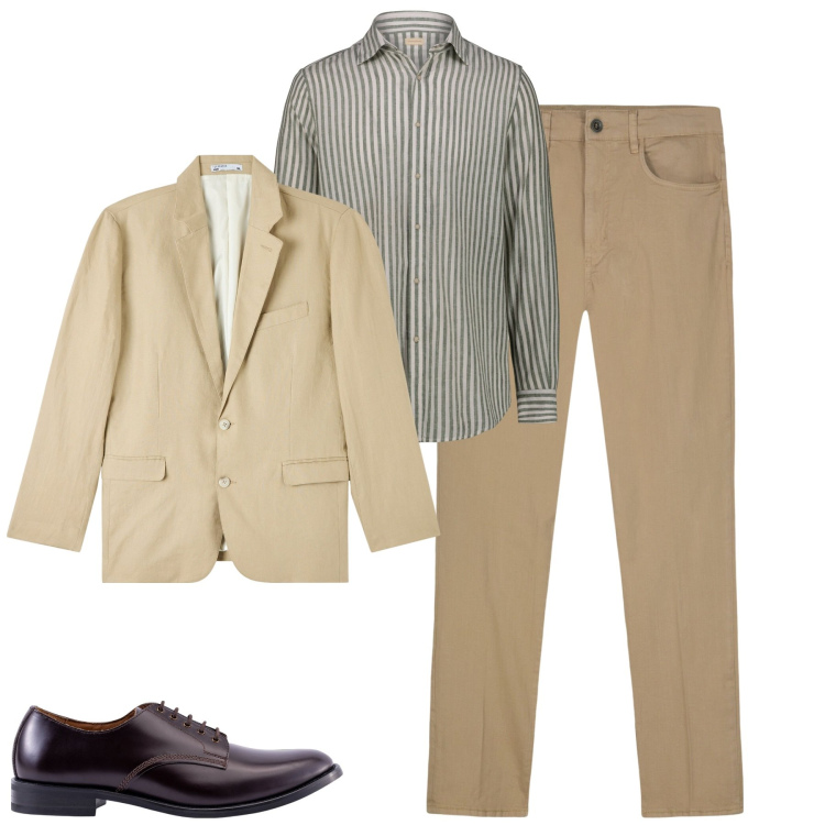 Outfit uomo - In ufficio. Stile Business/Elegante per Ufficio. Abbinamento con giacche, scarpe stringate, pantaloni, camicie.