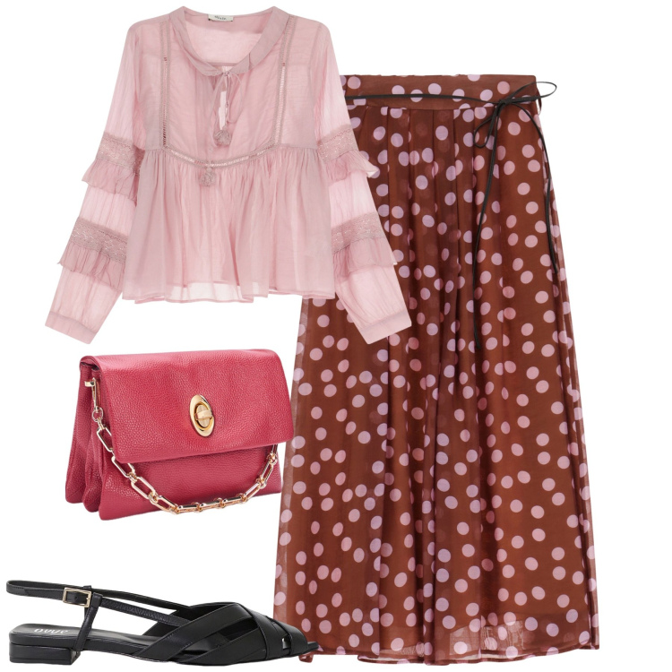 Outfit donna - City. Stile Urban per Tutti i giorni. Abbinamento con sandali, camicie, gonne lunghe, borse a tracolla.