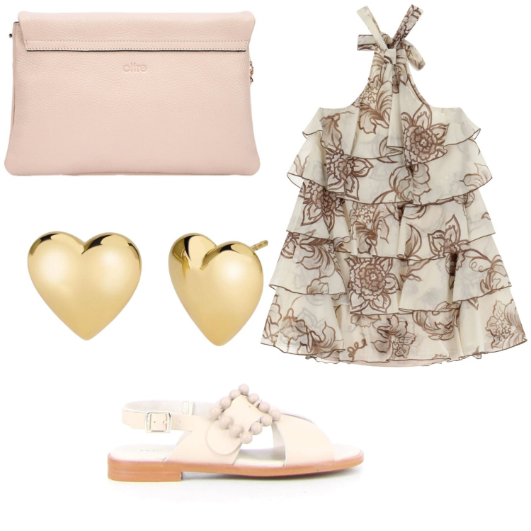 Outfit donna - Semplice ma sofisticata. Stile Bon Ton per Serata fuori. Abbinamento con orecchini, vestiti corti, sandali, borse a tracolla.