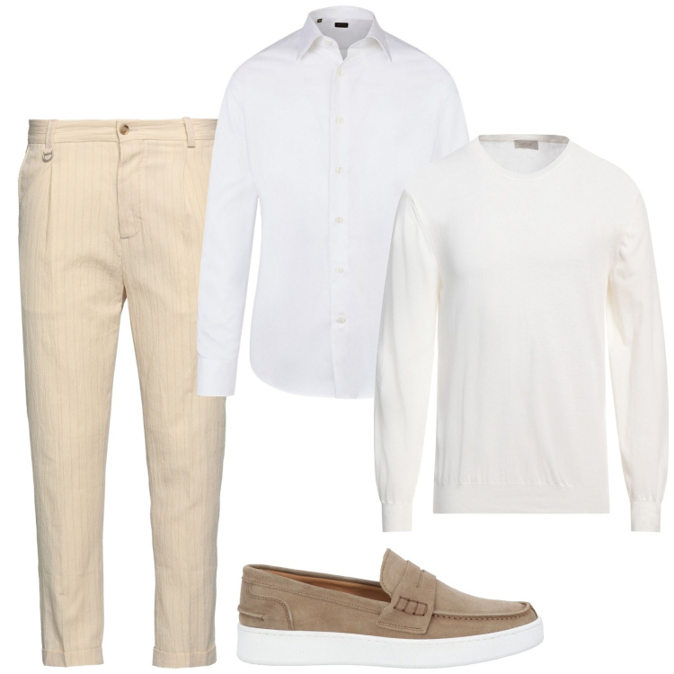 Outfit uomo - Pantaloni a righe. Stile Business/Elegante per Tutti i giorni. Abbinamento con pantaloni, scarpe stringate, pullovers, camicie.