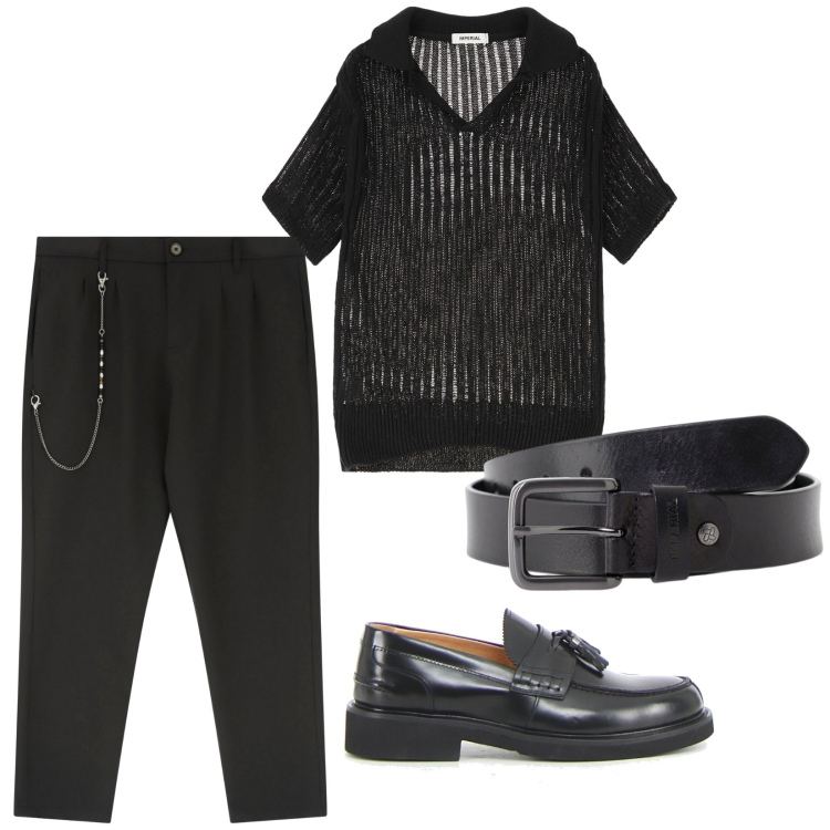 Outfit uomo - Total look #2164676. Stile Trendy per Serata speciale. Abbinamento con maglieria, cinture, pantaloni, scarpe stringate.