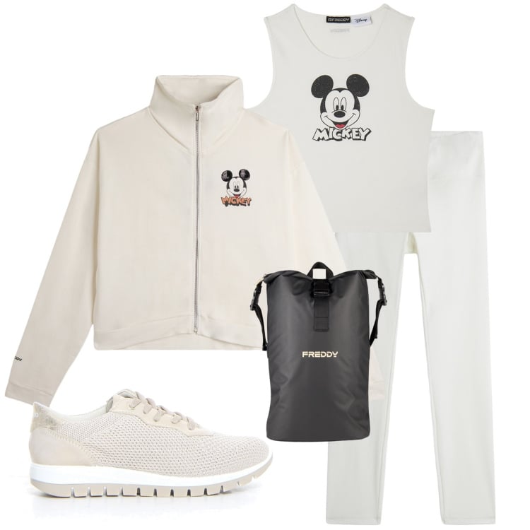 Outfit donna - A lezione di pilates. Stile Casual per Sport. Abbinamento con leggings, borse sportive, felpe, canottiere, sneakers.