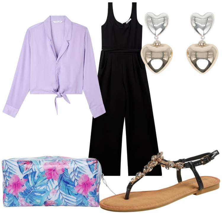 Outfit donna - Denim soft: infradito gioiello. Stile Trendy per Tutti i giorni. Abbinamento con tute, orecchini, camicie, sandali gioiello, pochette.