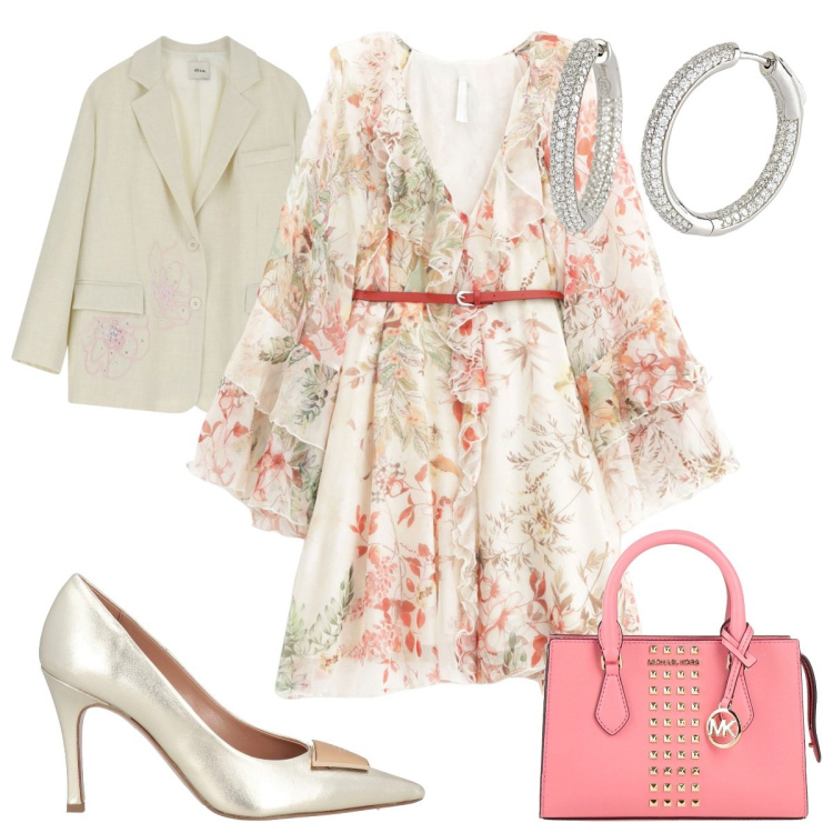 Outfit donna - Il vestito romantico. Stile Romantica per Cerimonia. Abbinamento con borse a mano, décolleté, orecchini, vestiti corti, blazer.