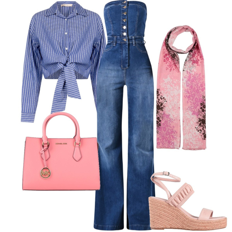 Outfit donna - Denim soft con twist femminile. Stile Casual chic per Tutti i giorni. Abbinamento con espadrillas, sciarpe, borse a mano, camicie, tute.