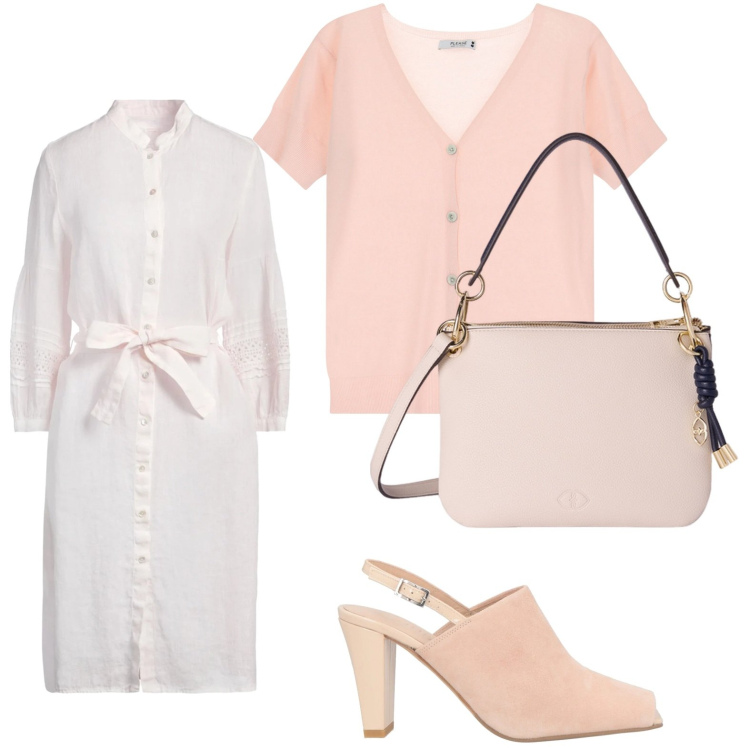 Outfit donna - L\'abito con cintura. Stile Minimal per Tutti i giorni. Abbinamento con sandali in pelle, vestiti midi/longuette, cardigans, borse a tracolla.