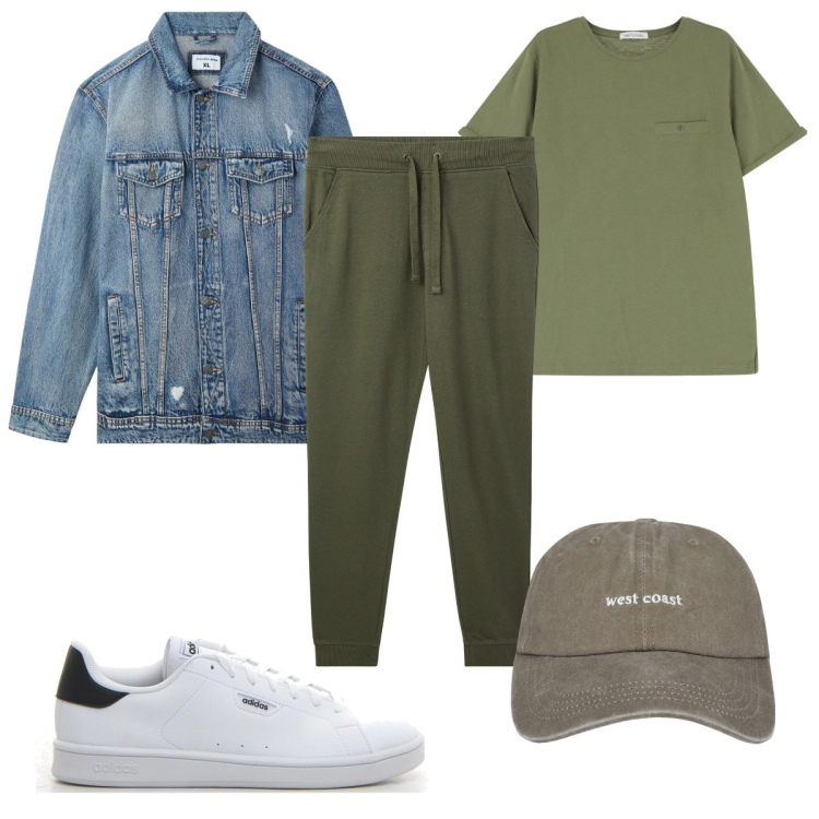 Outfit uomo - Total look #2164923. Stile Casual per Tutti i giorni. Abbinamento con cappelli, giacche, pantaloni, t-shirt, sneakers.