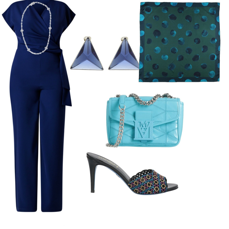 Outfit donna - Elegantemente curvy. per Cerimonia. Abbinamento con collane, borse a tracolla, sandali in pelle, orecchini, sciarpe, tute.