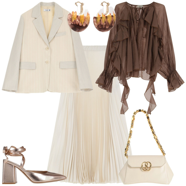Outfit donna - Cerimonia evento serata speciale. Stile Bon Ton per Cerimonia. Abbinamento con décolleté, orecchini, borse a mano, blazer, gonne lunghe, camicie.