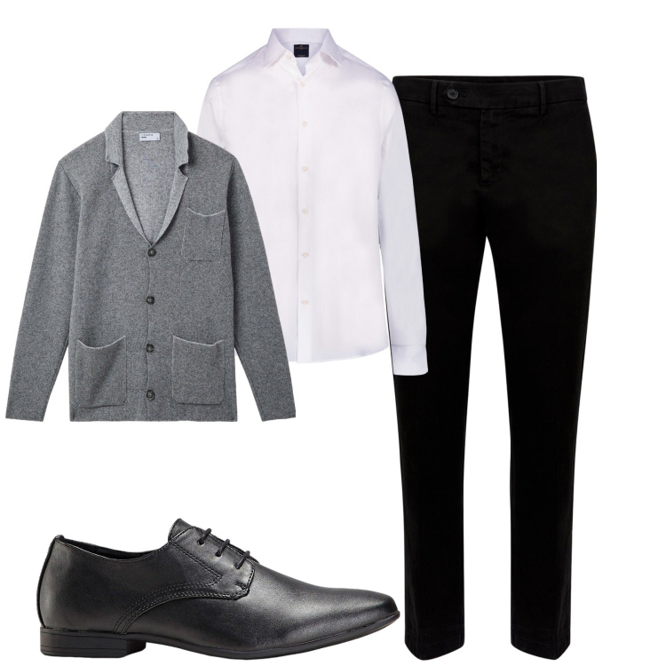 Outfit uomo - In ufficio. Stile Business/Elegante per Ufficio. Abbinamento con scarpe stringate, giacche, camicie, pantaloni chino.