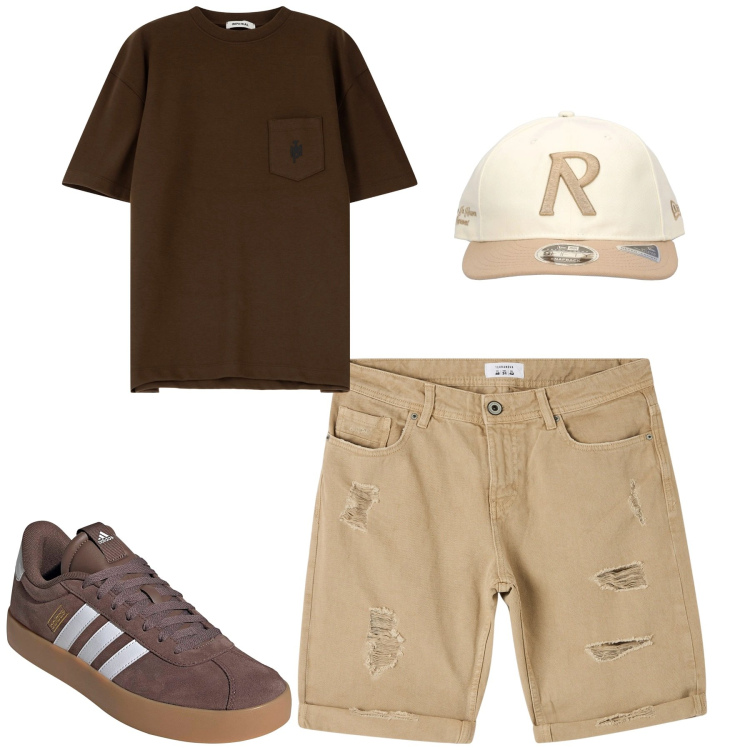 Outfit uomo - Total look #2165034. Stile Casual per Tutti i giorni. Abbinamento con bermuda, t-shirt, sneakers, cappelli.