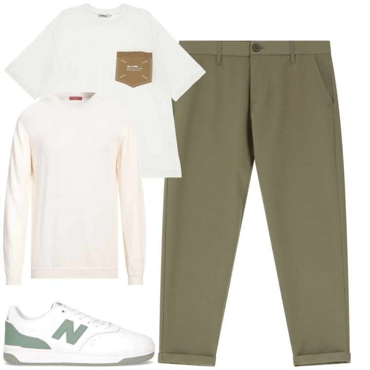 Outfit uomo - City. Stile Urban per Tutti i giorni. Abbinamento con pullovers, pantaloni chino, t-shirt, sneakers.