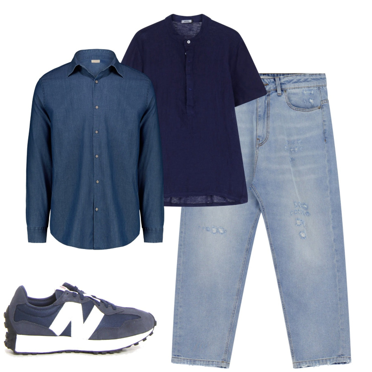 Outfit uomo - City. Stile Casual per Tutti i giorni. Abbinamento con jeans, t-shirt, camicie, sneakers.