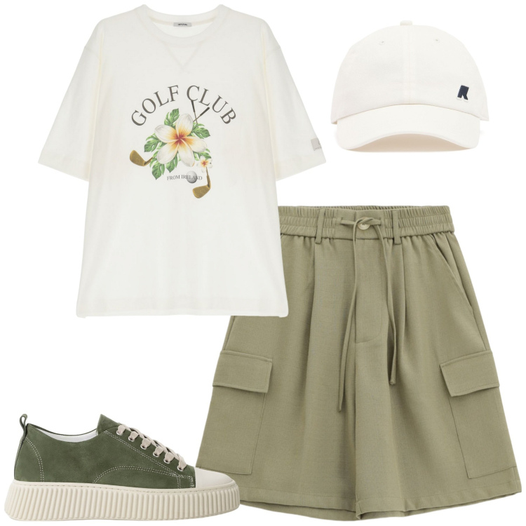 Outfit uomo - Total look #2165044. Stile Casual per Tutti i giorni. Abbinamento con sneakers, t-shirt, bermuda, cappelli.