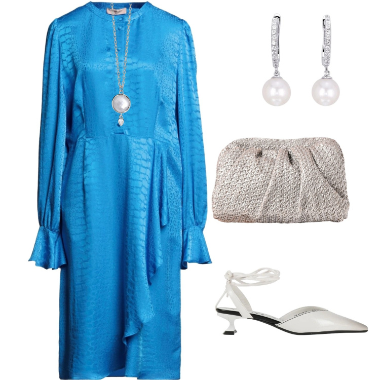 Outfit donna - Cresima a maggio. per Cerimonia. Abbinamento con décolleté, vestiti chemisier, orecchini, collane, clutch.