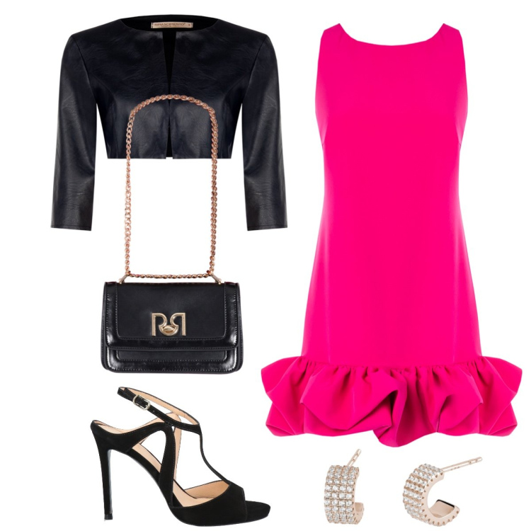 Outfit donna - Total look #2165070. Stile Glamour per Cerimonia. Abbinamento con sandali in pelle, orecchini, vestiti, bolero, borse a tracolla.