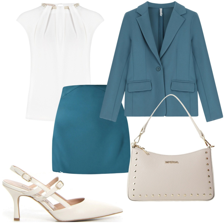 Outfit donna - Lady bon ton. Stile Bon Ton per Ufficio. Abbinamento con bluse, minigonne, blazer, borse a spalla, décolleté.