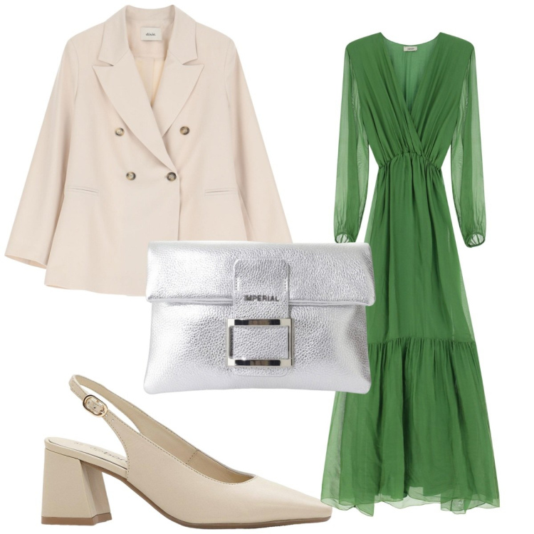 Outfit donna - Total look #2165207. Stile Trendy per Tutti i giorni. Abbinamento con décolleté, pochette, blazer, vestiti lunghi.