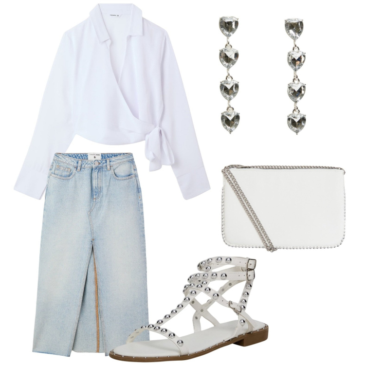 Outfit donna - Denim soft... elegantemente curvy. Stile Casual per Ufficio. Abbinamento con camicie, orecchini, sandali, borse a tracolla, gonne lunghe.