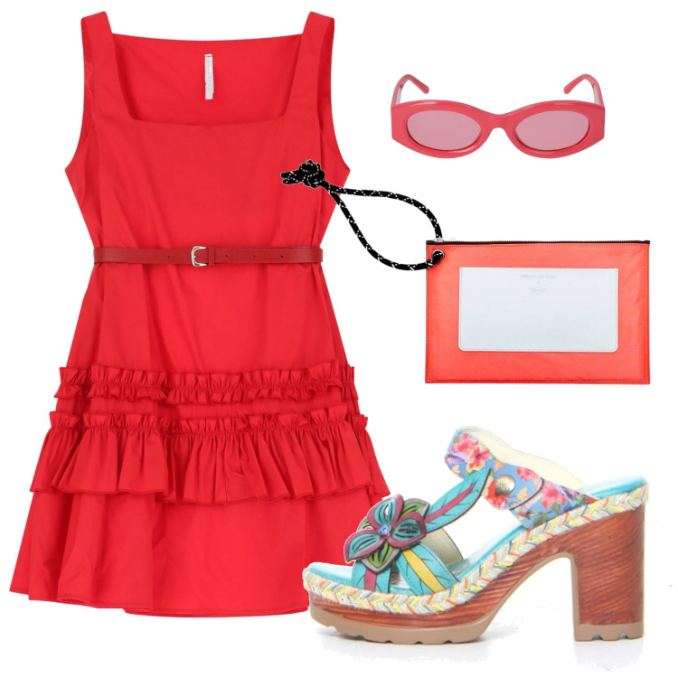 Outfit donna - La mini pochette. Stile Chic per Tutti i giorni. Abbinamento con borse a mano, vestiti corti, ciabatte, occhiali da sole.