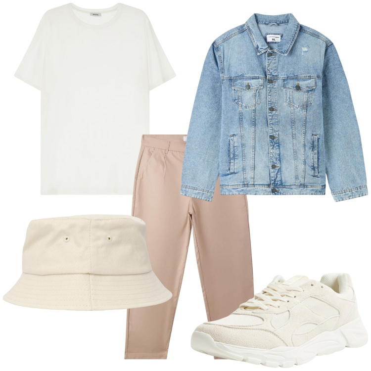 Outfit uomo - Total look #2165310. Stile Casual per Tutti i giorni. Abbinamento con giacche, cappelli, pantaloni chino, sneakers, t-shirt.