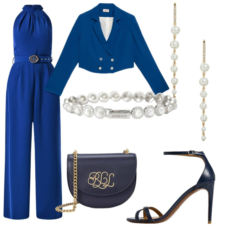 Outfit donna - Bantoa -Cerimonia con stile. Stile Bon Ton per Cerimonia. Abbinamento con braccialetti, tute, borse a tracolla, sandali col tacco, orecchini, blazer.