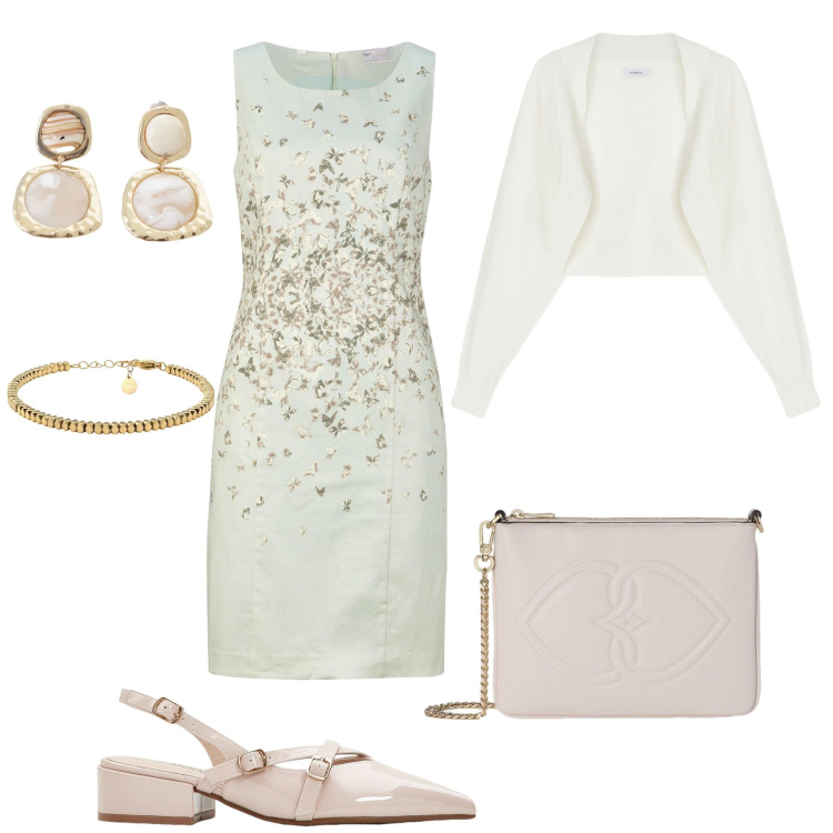 Outfit donna - Cerimonia con stile. Stile Bon Ton per Cerimonia. Abbinamento con vestiti a tubino, décolleté, braccialetti, orecchini, pochette, blazer.