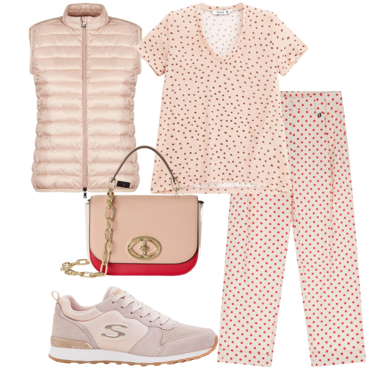 Outfit donna - Borsa da lady look cipria sportivo. Stile Sporty chic per Tutti i giorni. Abbinamento con sneakers, t-shirt, pantaloni, piumini, borse a tracolla.