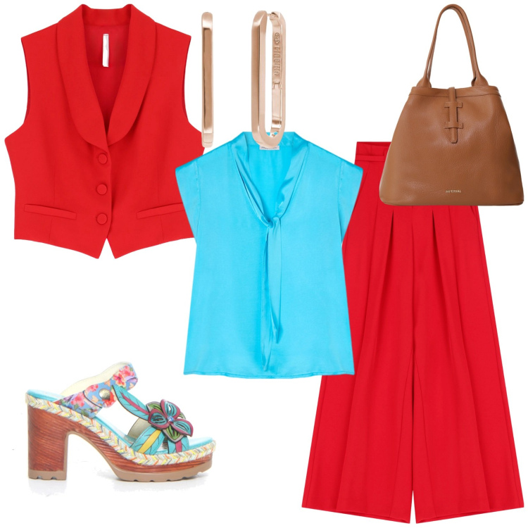 Outfit donna - Sandalo comanda color..... Stile Casual chic per Tutti i giorni. Abbinamento con orecchini, pantaloni, borse tote, gilet, bluse, ciabatte.