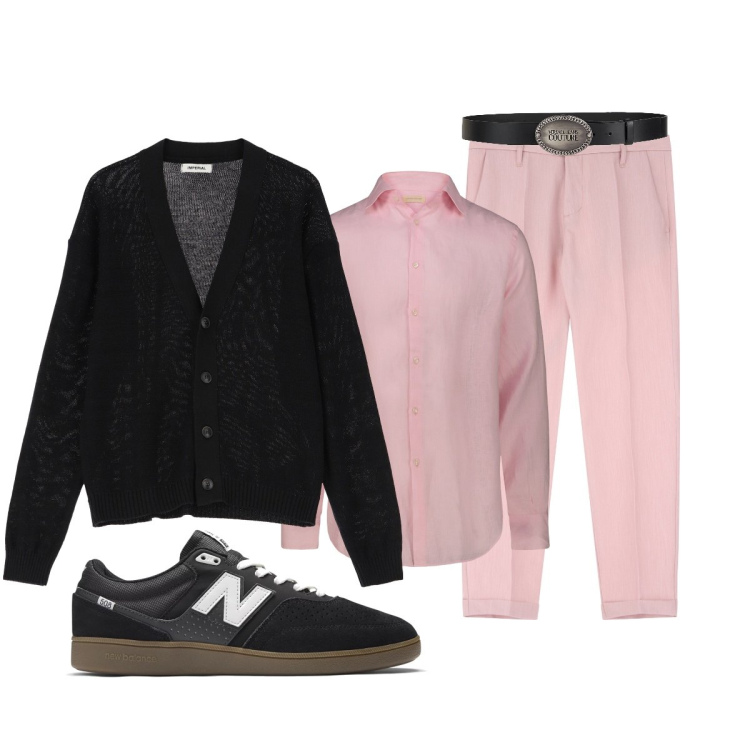 Outfit uomo - Aperitivo con gli amici. Stile Trendy per Serata speciale. Abbinamento con cinture, sneakers, pantaloni, cardigans, camicie.