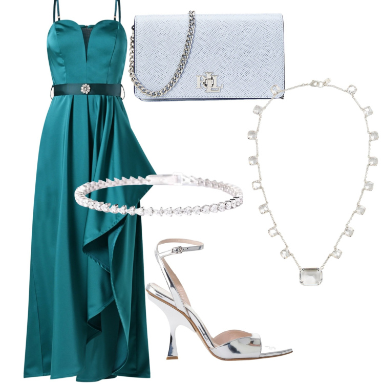 Outfit donna - Cerimonia. per Cerimonia. Abbinamento con décolleté, braccialetti, vestiti lunghi, collane, borse a tracolla.