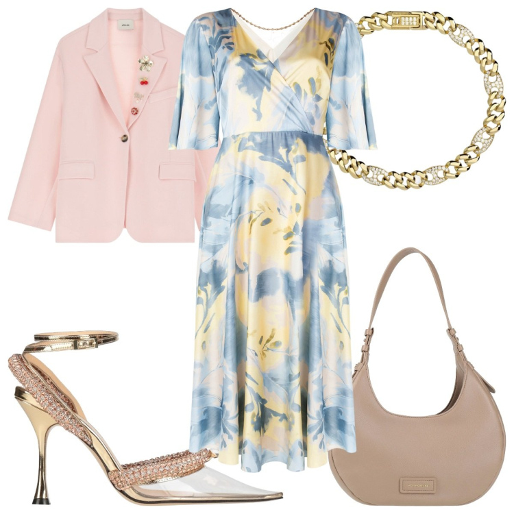 Outfit donna - Total look #2165671. Stile Romantica per Cerimonia. Abbinamento con borse a spalla, décolleté, vestiti lunghi, braccialetti, blazer.